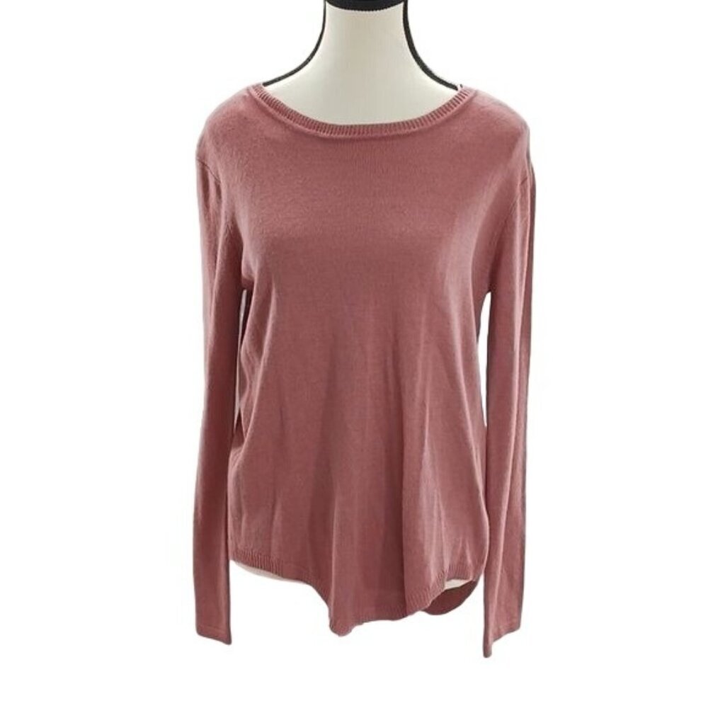 Alya Sweater Open Back Knit Mauve Lightweight Long Sleeve Womens Size M